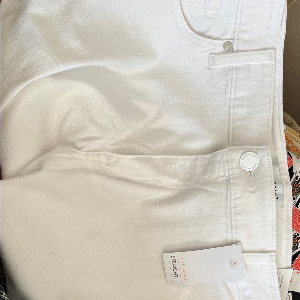 Lane Bryant Flex Magic Waistband High Rise Straight White Jeans Denim 14 - Picture 2 of 7